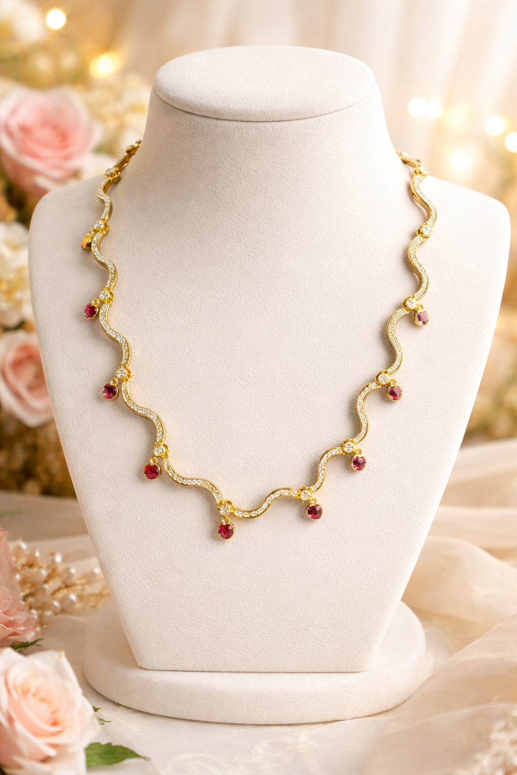 Gold Heart Red Tear Drop