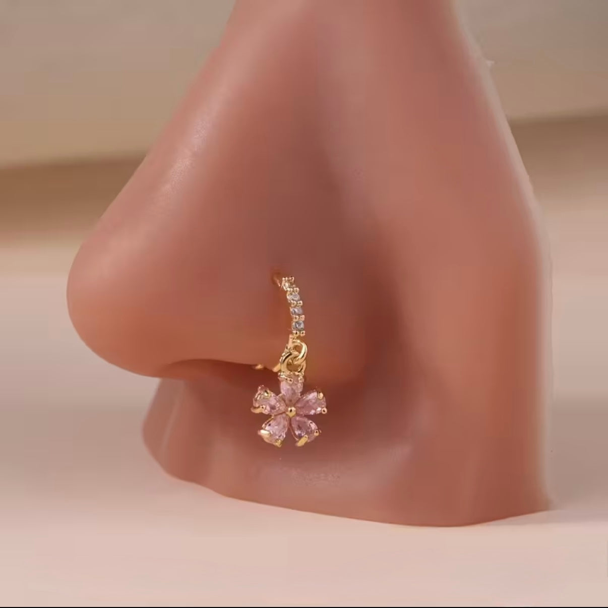 1 pcs Hoop Flower Dangle Nose Rings