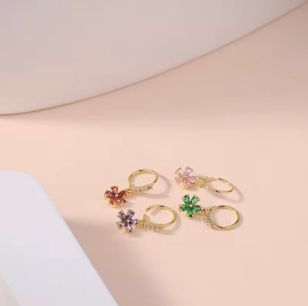 1 pcs Hoop Flower Dangle Nose Rings