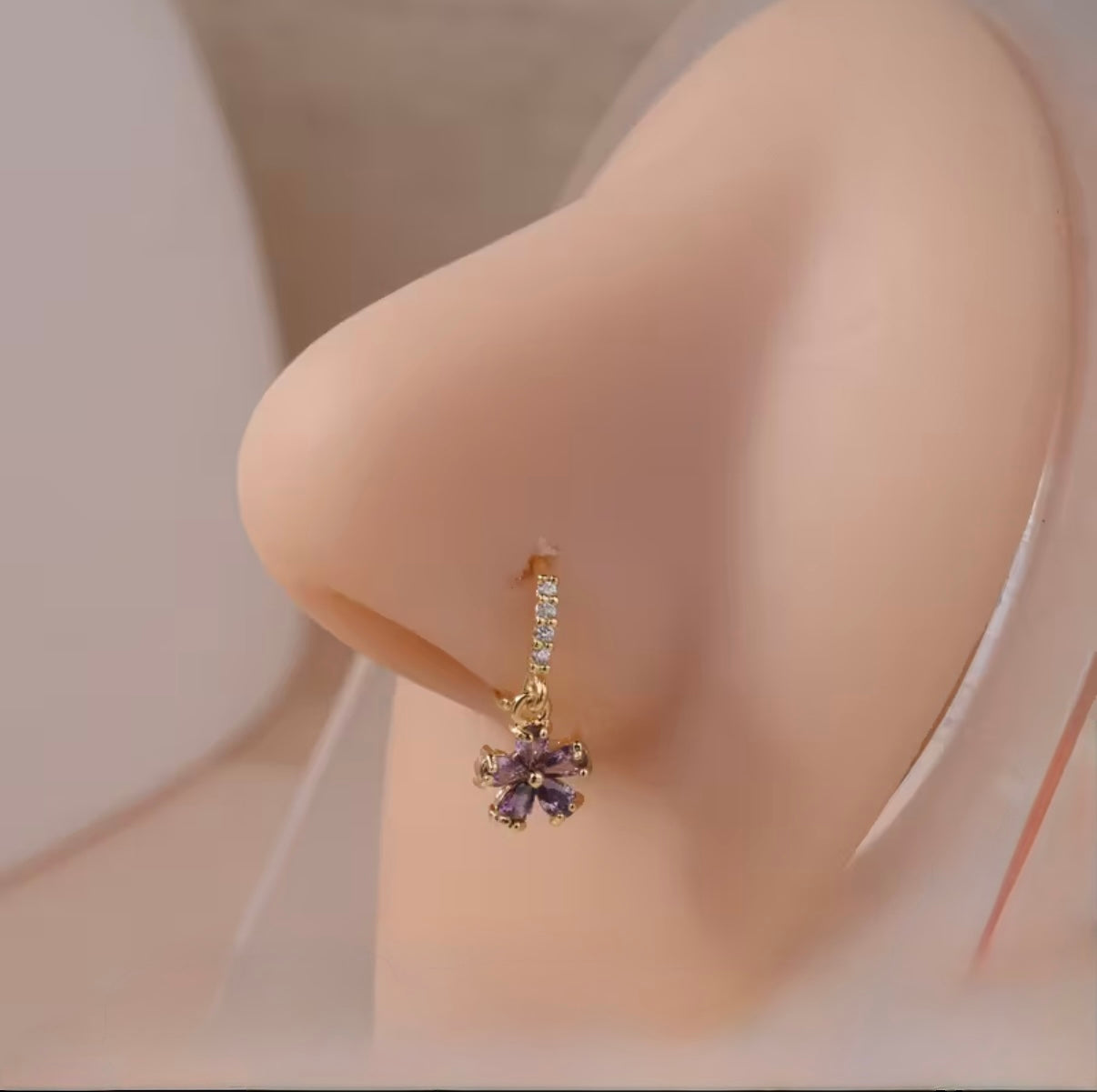 1 pcs Hoop Flower Dangle Nose Rings
