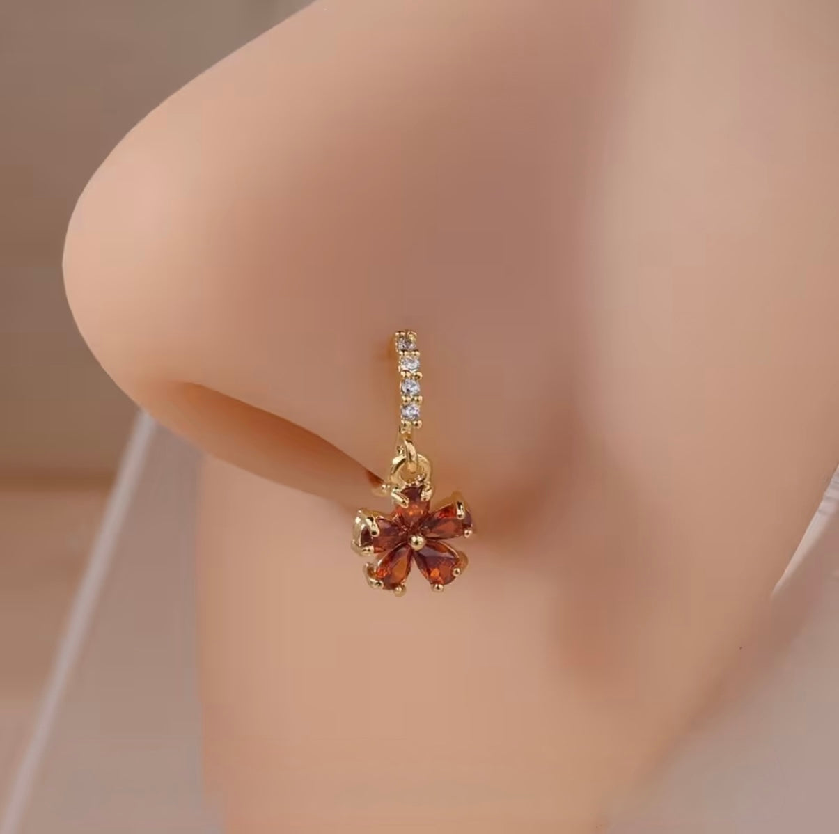 1 pcs Hoop Flower Dangle Nose Rings