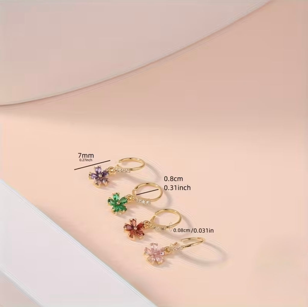 1 pcs Hoop Flower Dangle Nose Rings