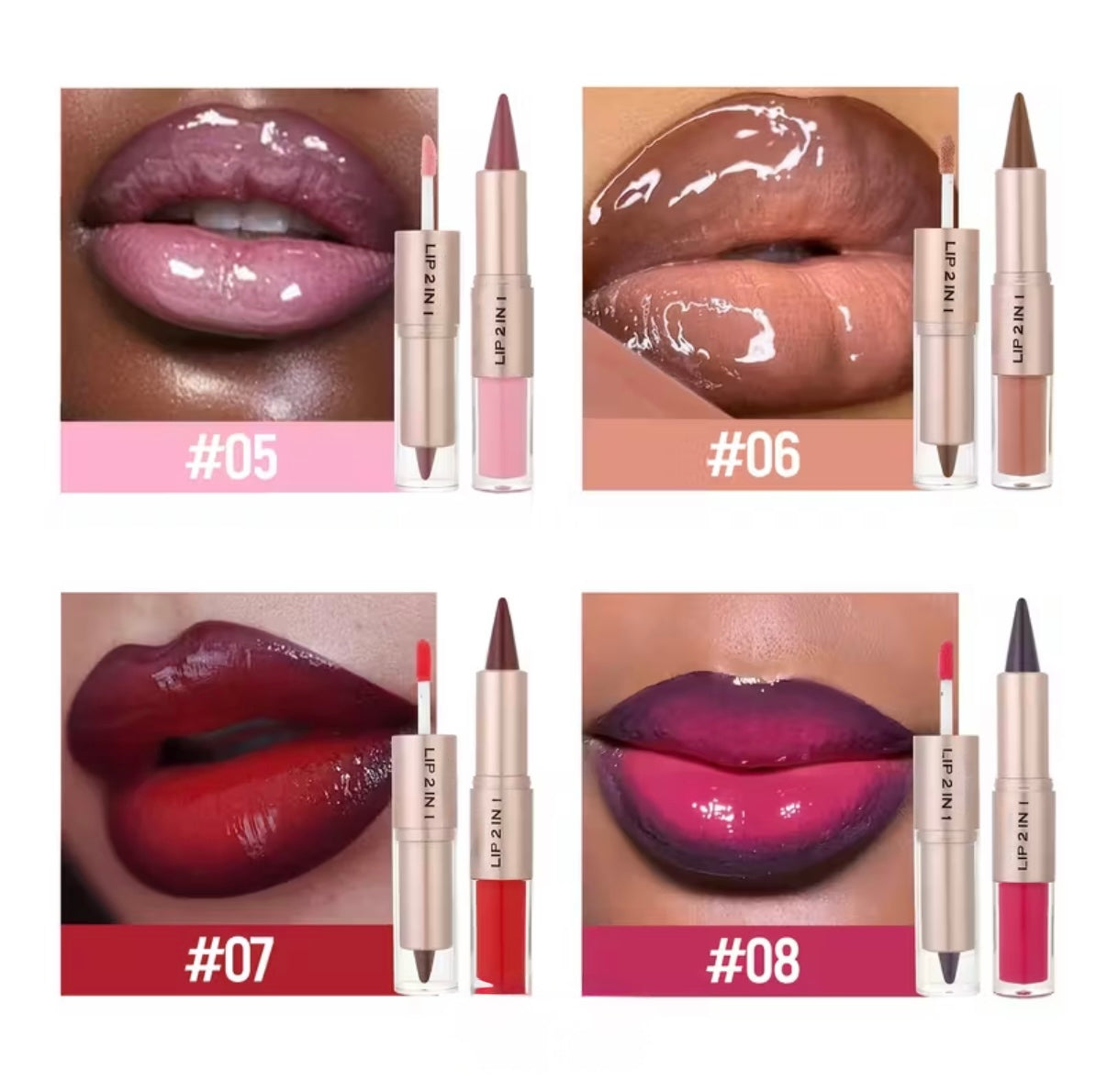 Lip Gloss With Matte Lip Liner