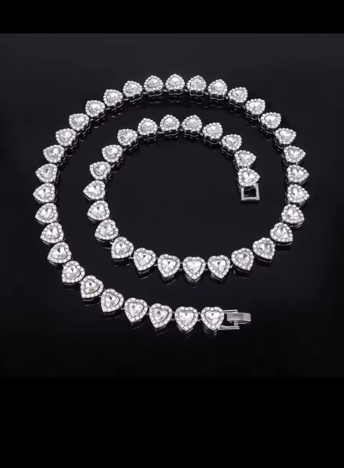 Heart Rhinestones Tennis Chain&Bracelet