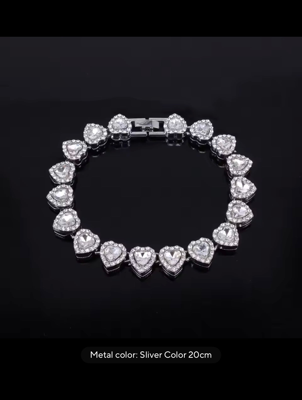 Heart Rhinestones Tennis Chain&Bracelet