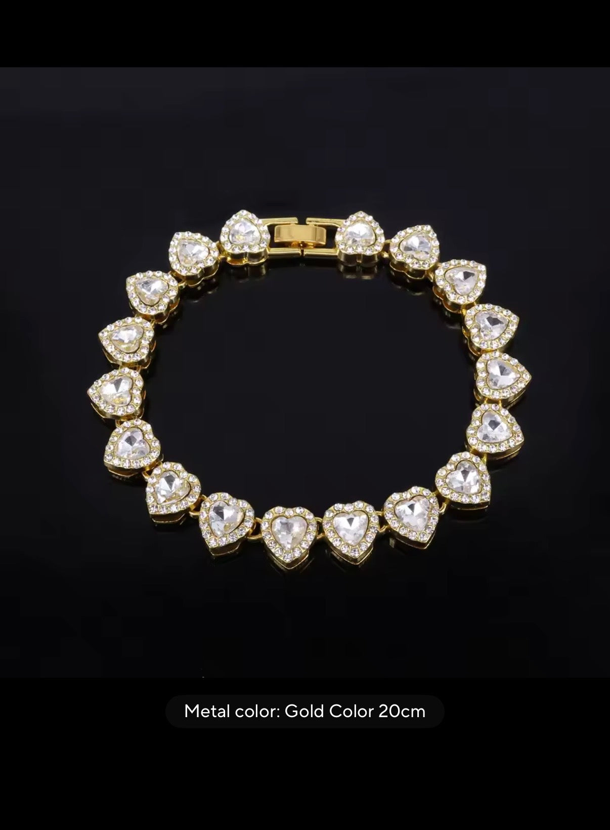 Heart Rhinestones Tennis Chain&Bracelet