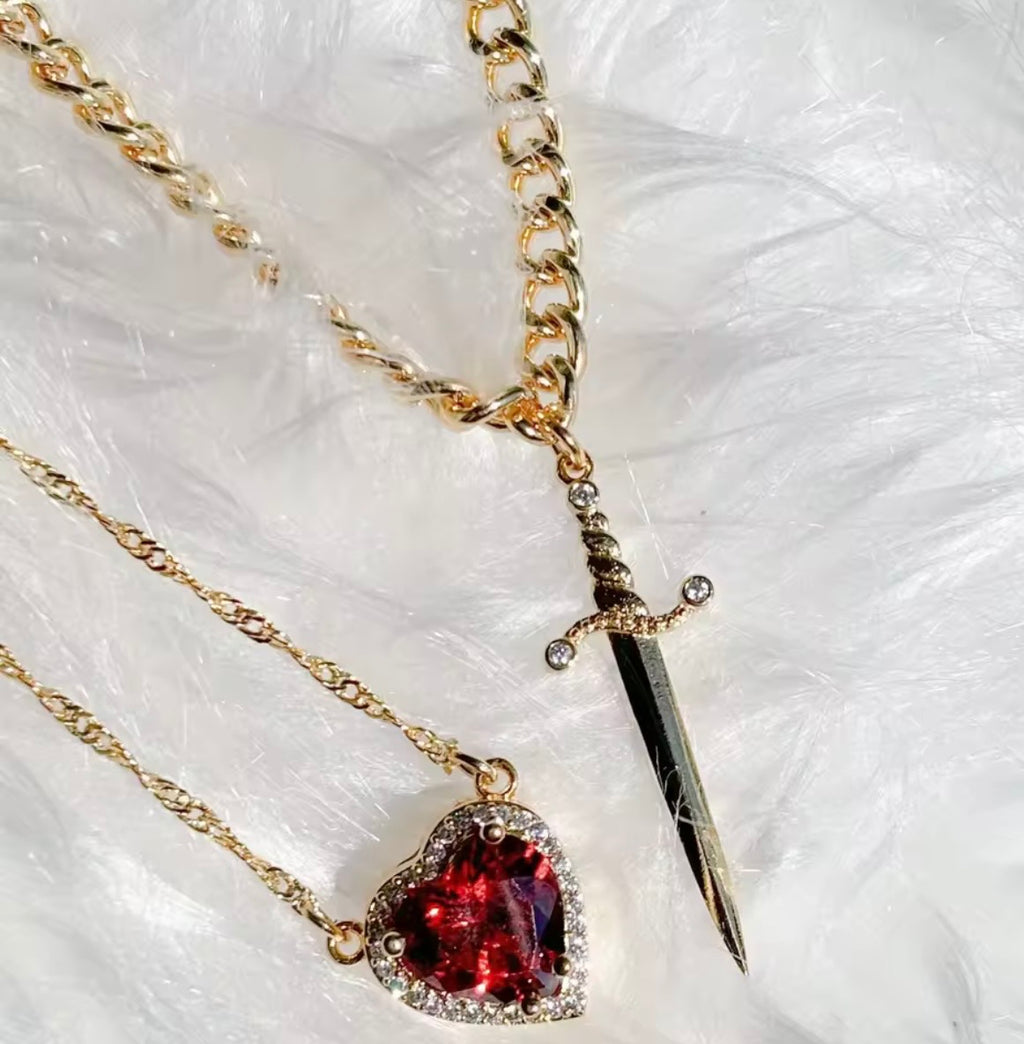 Heart and Sword Necklace